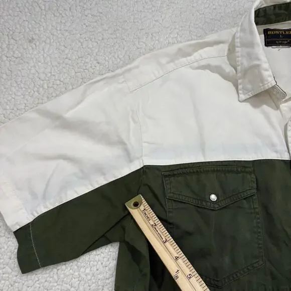 VTG Wrangler Rustler Western Shirt Mens Large Pearl Snap Brushpopper Embroidered - Picture 5 of 9